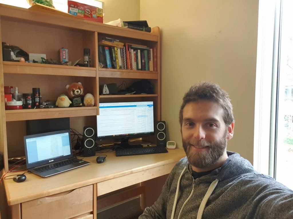Michele Gabriele Postdoc in Hansen Lab pictured at his work from home space