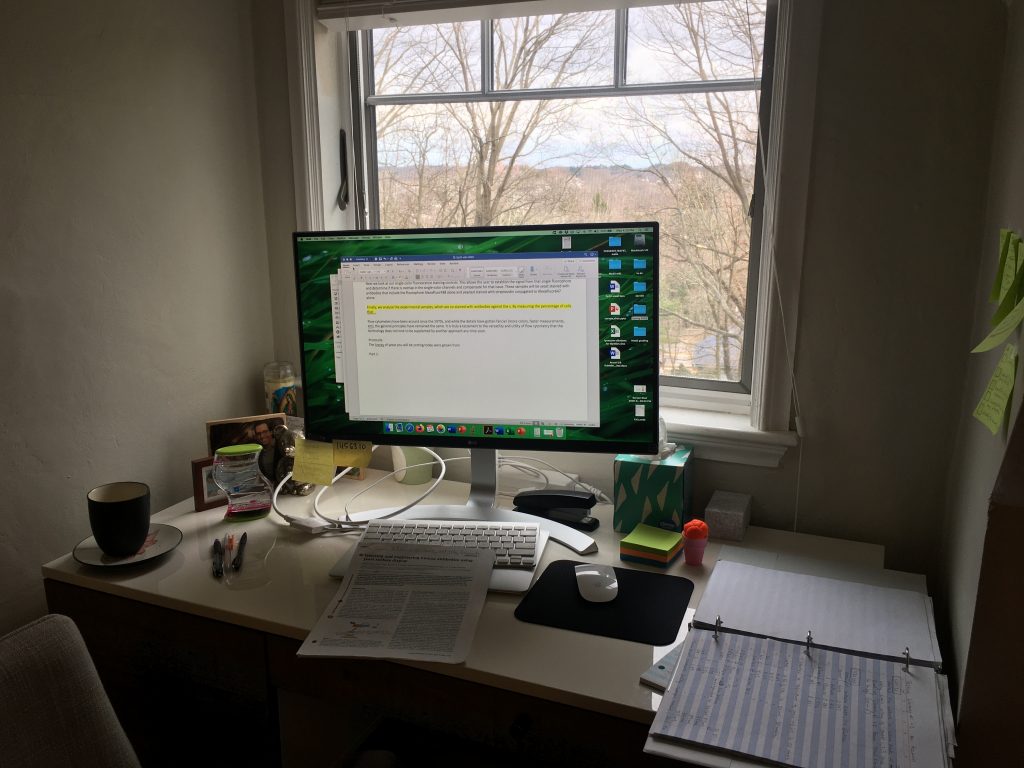 Leslie McClain working from home workspace