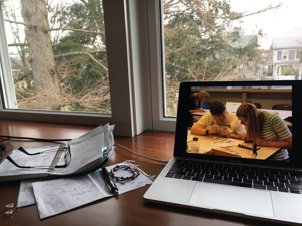 Natalie Kuldell working from home workspace